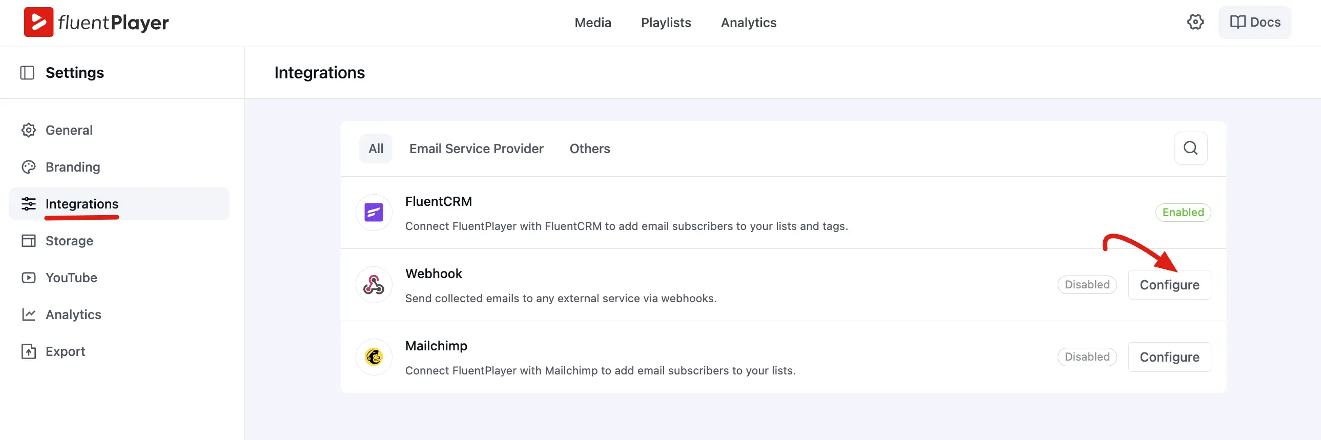 Integrations Settings